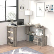 Aosom Desk L-Shaped Corner Office Computer Desk with Storage Shelf - Available in 3 Colours