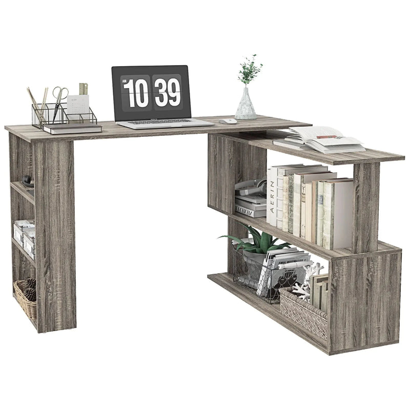 Aosom Desk L-Shaped Corner Office Computer Desk with Storage Shelf - Available in 3 Colours