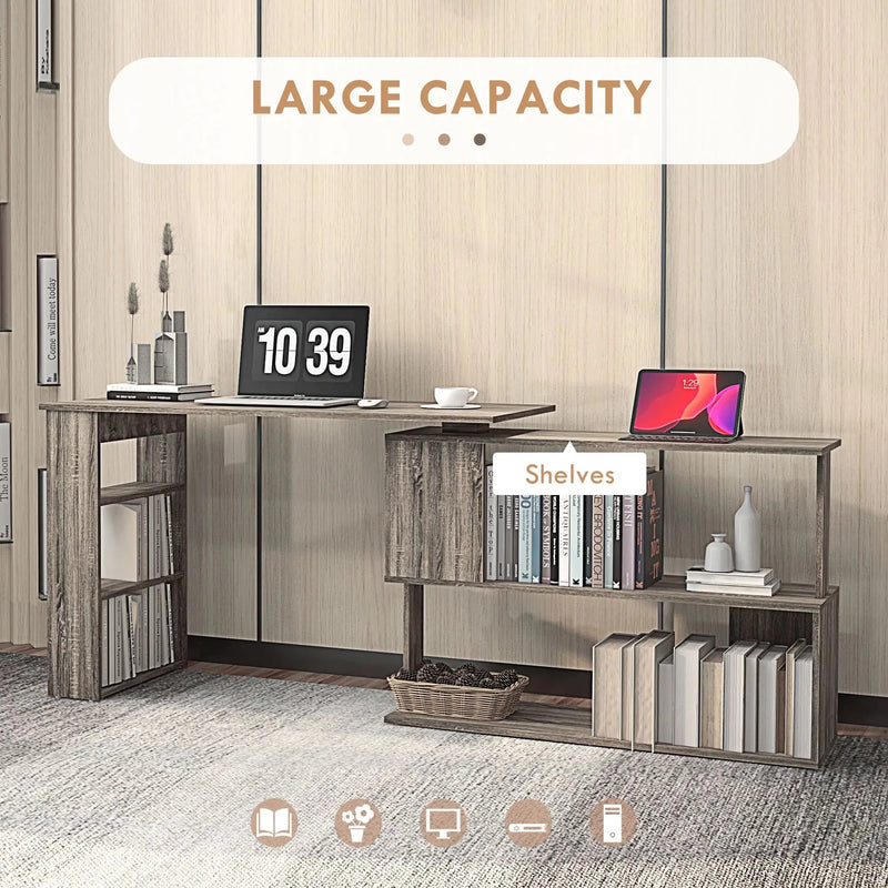 Aosom Desk L-Shaped Corner Office Computer Desk with Storage Shelf - Available in 3 Colours