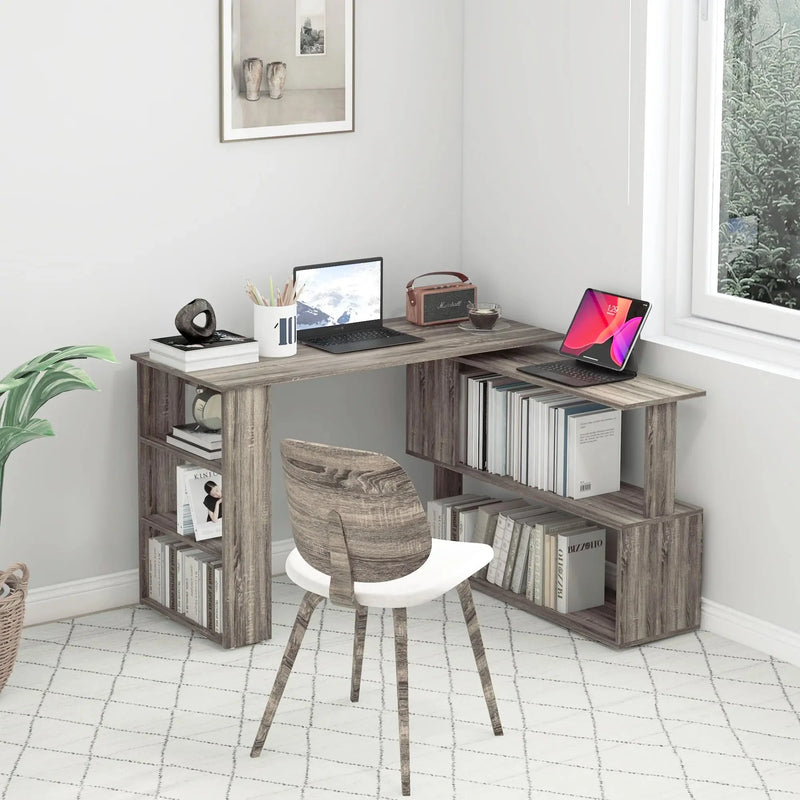 Aosom Desk L-Shaped Corner Office Computer Desk with Storage Shelf - Available in 3 Colours