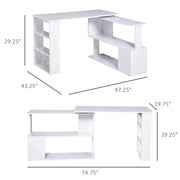 Aosom Desk L-Shaped Corner Office Computer Desk with Storage Shelf - Available in 3 Colours