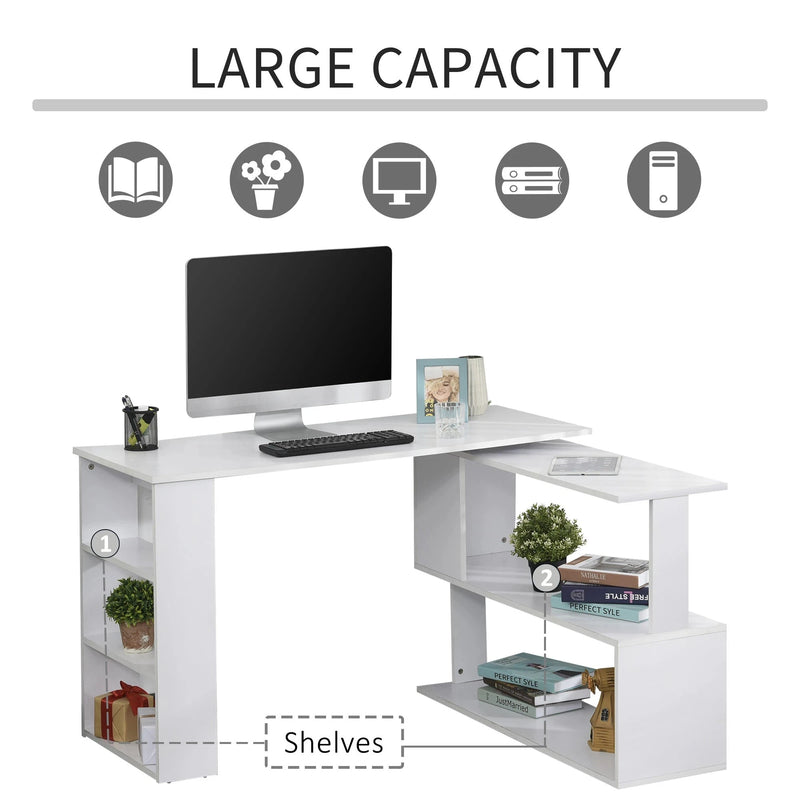 Aosom Desk L-Shaped Corner Office Computer Desk with Storage Shelf - Available in 3 Colours