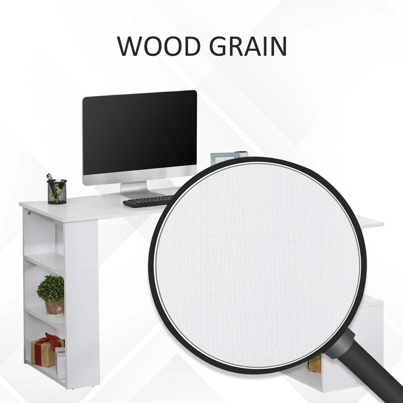 Aosom Desk L-Shaped Corner Office Computer Desk with Storage Shelf - Available in 3 Colours