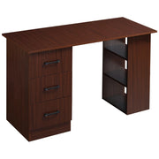 Aosom Desk Walnut Computer Office Desk With 3 Shelves and 3 Storage Drawers - Available in 3 Colours
