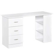 Aosom Desk White Computer Office Desk With 3 Shelves and 3 Storage Drawers - Available in 3 Colours