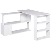 Aosom Desk White L-Shaped Corner Office Computer Desk with Storage Shelf - Available in 3 Colours