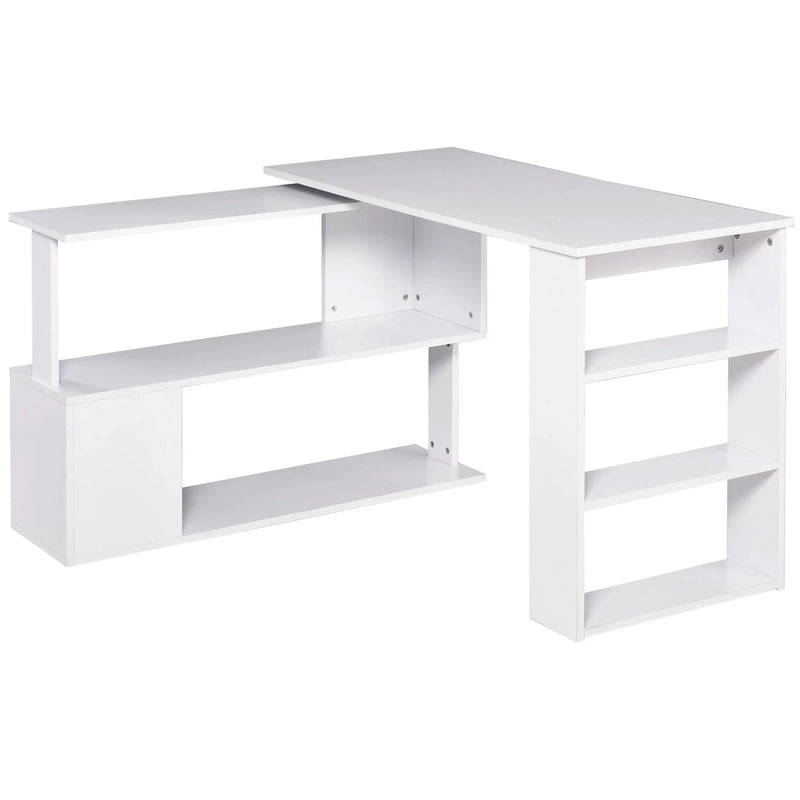 Aosom Desk White L-Shaped Corner Office Computer Desk with Storage Shelf - Available in 3 Colours