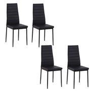 Aosom Dining Chair Black High Back Dining Chairs With Upholstered Faux Leather (Set of 4) - Available in 3 Colours