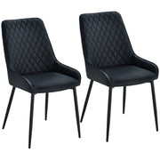 Aosom Dining Chair Black Modern Dining Chairs With Faux Leather and Metal Legs (Set of 2) - Available in 6 Colours