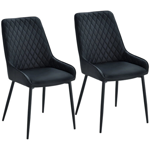 Aosom Dining Chair Black Modern Dining Chairs With Faux Leather and Metal Legs (Set of 2) - Available in 6 Colours