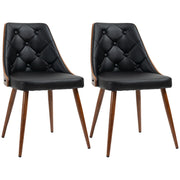 Aosom Dining Chair Black Tufted Faux Leather Upholstered Dining Chairs (Set of 2) - Available in 2 Colours