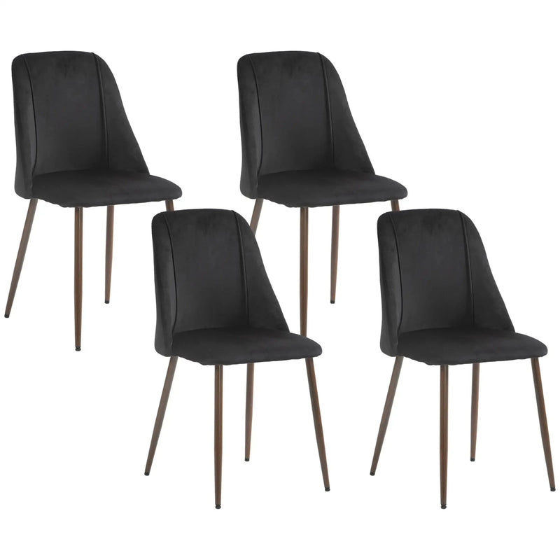 Aosom Dining Chair Black Upholstered Velvet Accent Dining Chairs (Set of 4) - Available in 4 Colours