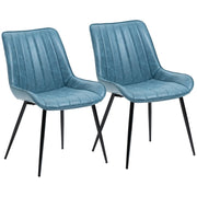 Aosom Dining Chair Blue Faux Leather Upholstered Dining Chair (Set of 2) - Available in 2 Colours