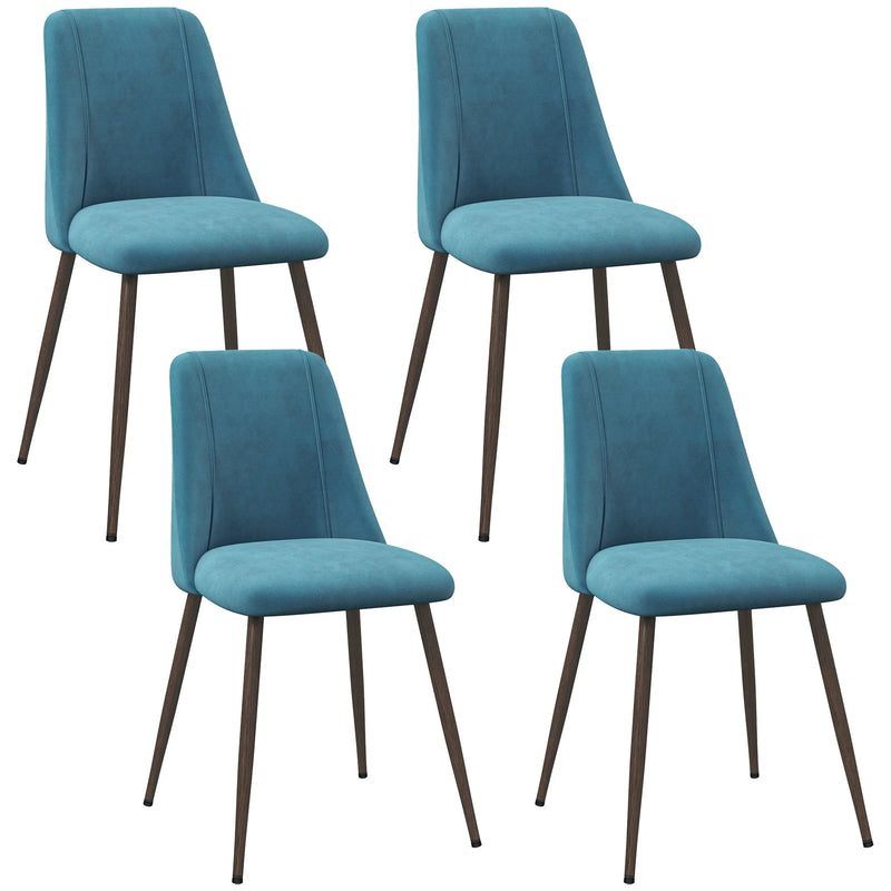 Aosom Dining Chair Blue Upholstered Velvet Accent Dining Chairs (Set of 4) - Available in 4 Colours