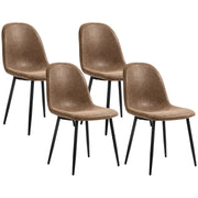 Aosom Dining Chair Brown Faux Leather Upholstered Retro Dining Chairs (Set of 4) - Available in 2 Colours