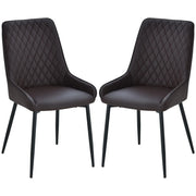 Aosom Dining Chair Brown Modern Dining Chairs With Faux Leather and Metal Legs (Set of 2) - Available in 6 Colours