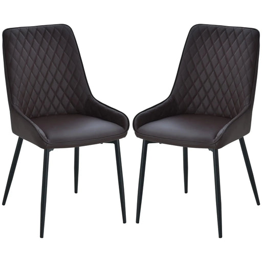 Aosom Dining Chair Brown Modern Dining Chairs With Faux Leather and Metal Legs (Set of 2) - Available in 6 Colours