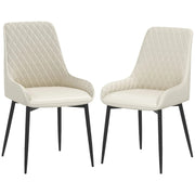 Aosom Dining Chair Cream White Modern Dining Chairs With Faux Leather and Metal Legs (Set of 2) - Available in 6 Colours