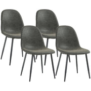 Aosom Dining Chair Dark Grey Faux Leather Upholstered Retro Dining Chairs (Set of 4) - Available in 2 Colours