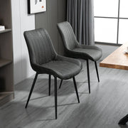 Aosom Dining Chair Faux Leather Upholstered Dining Chair (Set of 2) - Available in 2 Colours