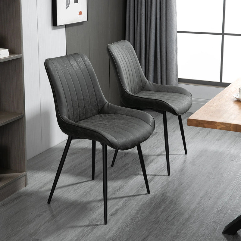 Aosom Dining Chair Faux Leather Upholstered Dining Chair (Set of 2) - Available in 2 Colours