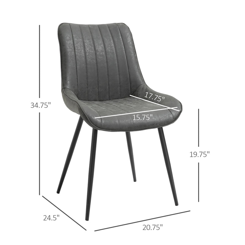 Aosom Dining Chair Faux Leather Upholstered Dining Chair (Set of 2) - Available in 2 Colours