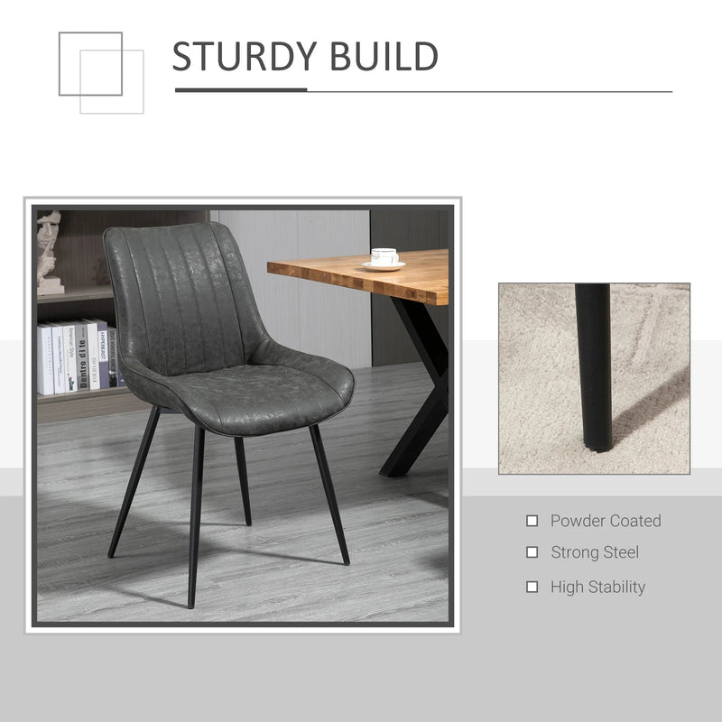 Aosom Dining Chair Faux Leather Upholstered Dining Chair (Set of 2) - Available in 2 Colours