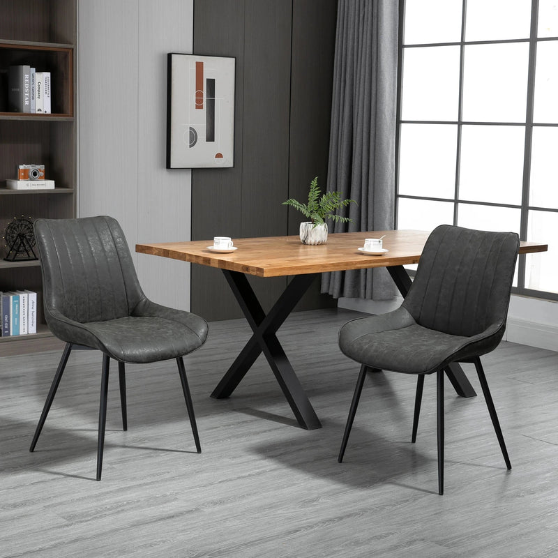 Aosom Dining Chair Faux Leather Upholstered Dining Chair (Set of 2) - Available in 2 Colours