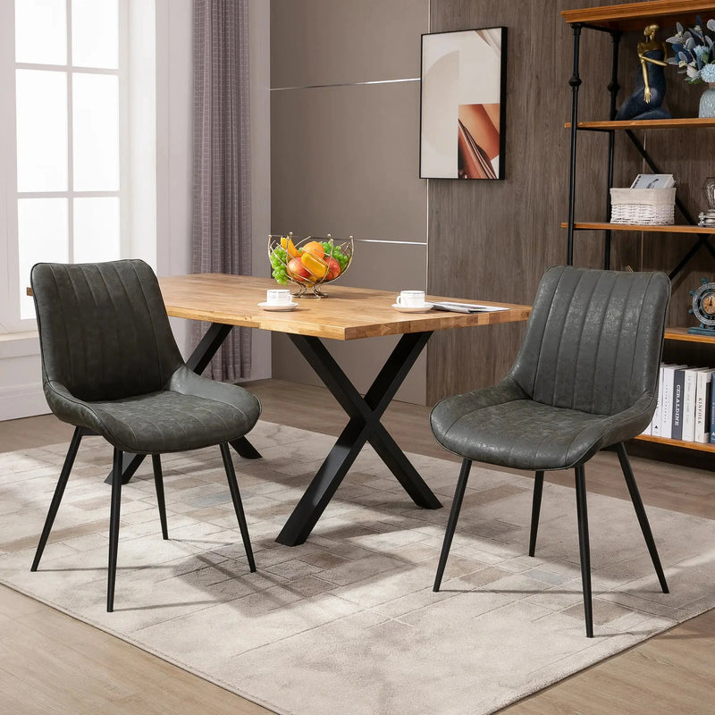 Aosom Dining Chair Faux Leather Upholstered Dining Chair (Set of 2) - Available in 2 Colours