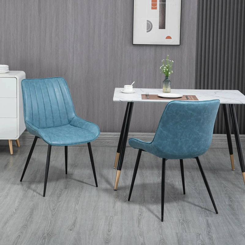 Aosom Dining Chair Faux Leather Upholstered Dining Chair (Set of 2) - Available in 2 Colours