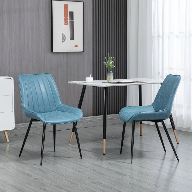 Aosom Dining Chair Faux Leather Upholstered Dining Chair (Set of 2) - Available in 2 Colours