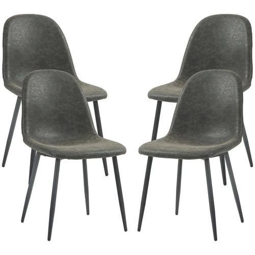 Aosom Dining Chair Faux Leather Upholstered Retro Dining Chairs (Set of 4) - Available in 2 Colours