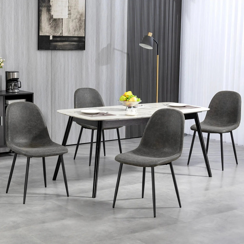 Aosom Dining Chair Faux Leather Upholstered Retro Dining Chairs (Set of 4) - Available in 2 Colours