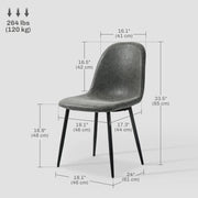 Aosom Dining Chair Faux Leather Upholstered Retro Dining Chairs (Set of 4) - Available in 2 Colours