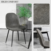 Aosom Dining Chair Faux Leather Upholstered Retro Dining Chairs (Set of 4) - Available in 2 Colours