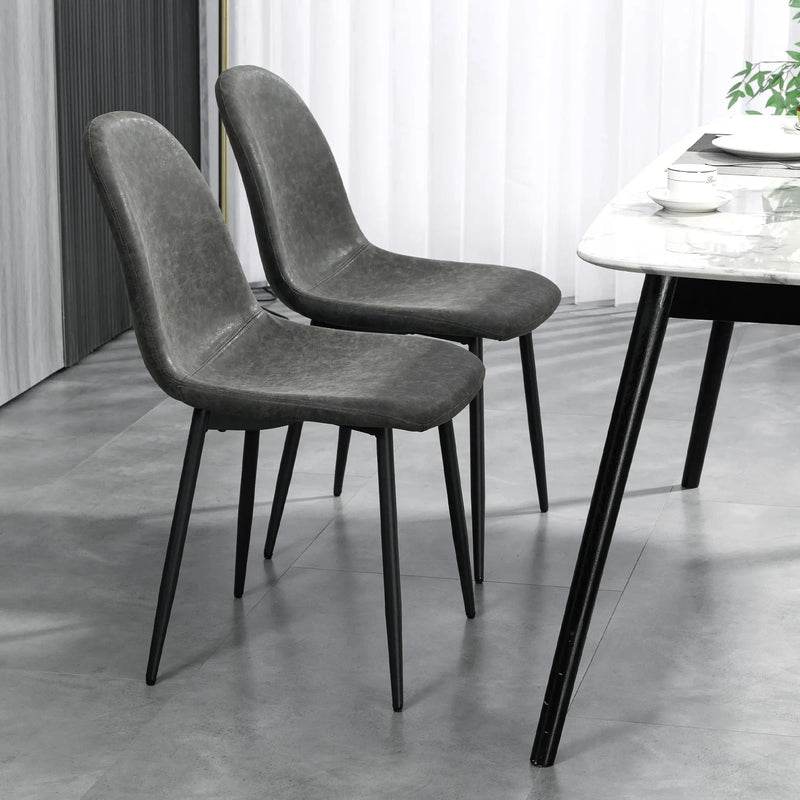 Aosom Dining Chair Faux Leather Upholstered Retro Dining Chairs (Set of 4) - Available in 2 Colours