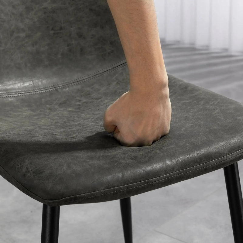 Aosom Dining Chair Faux Leather Upholstered Retro Dining Chairs (Set of 4) - Available in 2 Colours