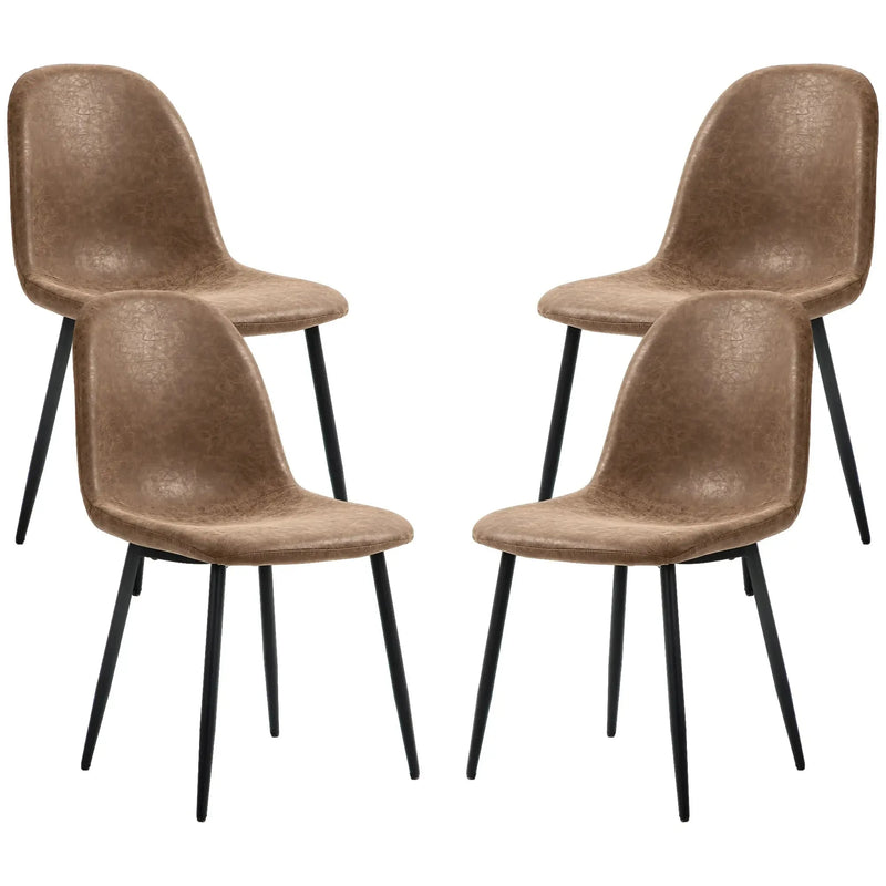 Aosom Dining Chair Faux Leather Upholstered Retro Dining Chairs (Set of 4) - Available in 2 Colours