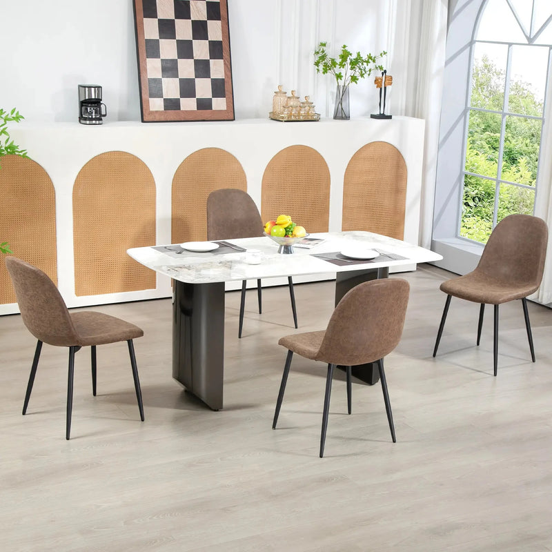 Aosom Dining Chair Faux Leather Upholstered Retro Dining Chairs (Set of 4) - Available in 2 Colours