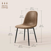 Aosom Dining Chair Faux Leather Upholstered Retro Dining Chairs (Set of 4) - Available in 2 Colours