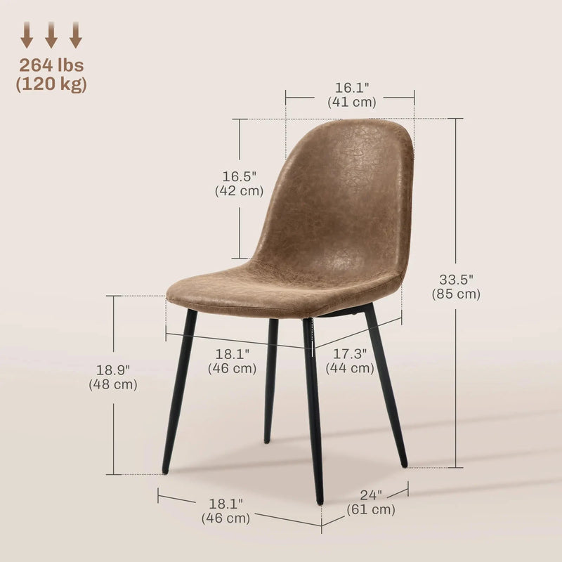 Aosom Dining Chair Faux Leather Upholstered Retro Dining Chairs (Set of 4) - Available in 2 Colours