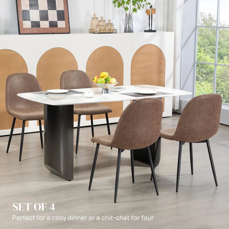 Aosom Dining Chair Faux Leather Upholstered Retro Dining Chairs (Set of 4) - Available in 2 Colours