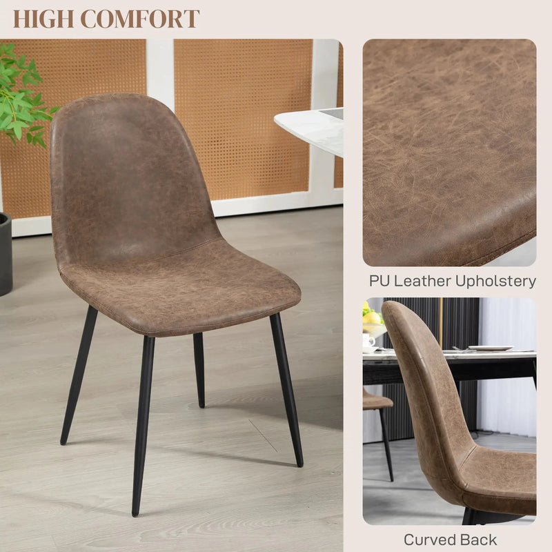 Aosom Dining Chair Faux Leather Upholstered Retro Dining Chairs (Set of 4) - Available in 2 Colours