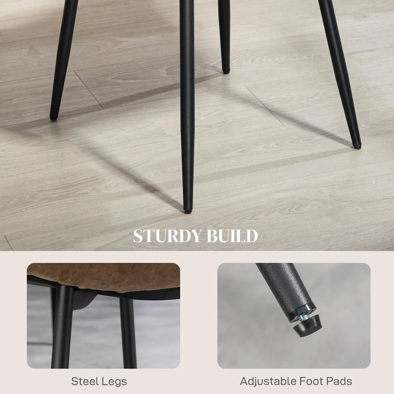 Aosom Dining Chair Faux Leather Upholstered Retro Dining Chairs (Set of 4) - Available in 2 Colours