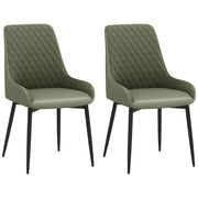Aosom Dining Chair Green Modern Dining Chairs With Faux Leather and Metal Legs (Set of 2) - Available in 6 Colours