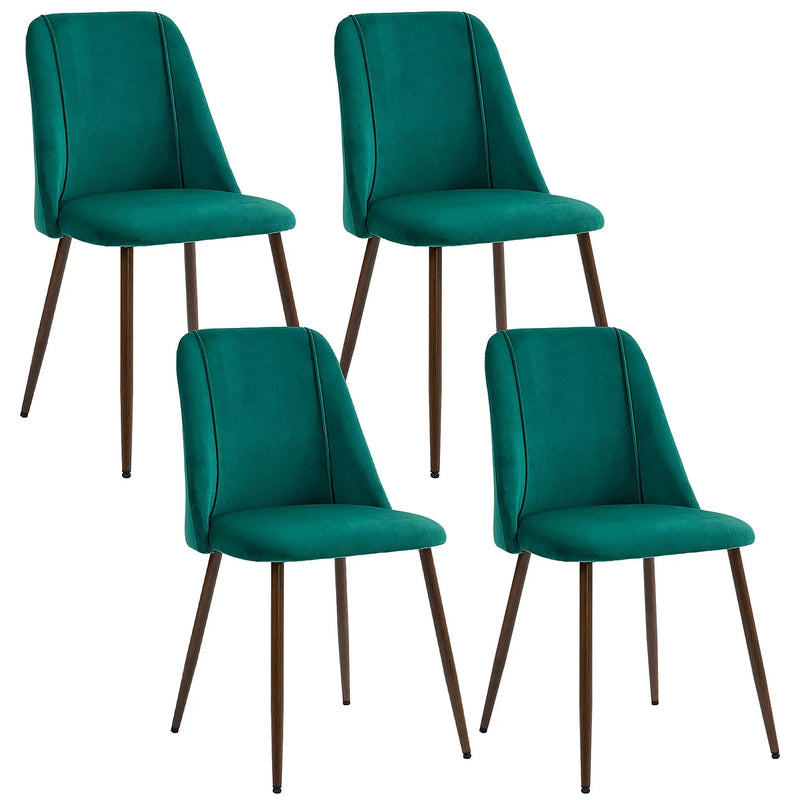 Aosom Dining Chair Green Upholstered Velvet Accent Dining Chairs (Set of 4) - Available in 4 Colours