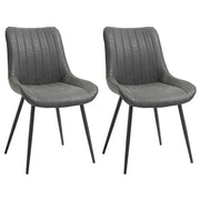 Aosom Dining Chair Grey Faux Leather Upholstered Dining Chair (Set of 2) - Available in 2 Colours