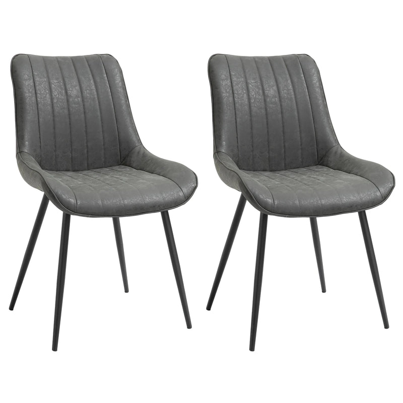 Aosom Dining Chair Grey Faux Leather Upholstered Dining Chair (Set of 2) - Available in 2 Colours