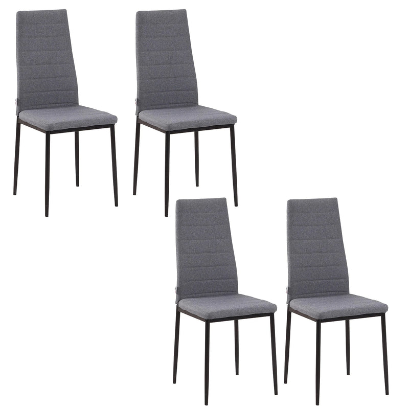 Aosom Dining Chair Grey High Back Dining Chairs With Upholstered Faux Leather (Set of 4) - Available in 3 Colours