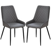 Aosom Dining Chair Grey Modern Dining Chairs With Faux Leather and Metal Legs (Set of 2) - Available in 6 Colours